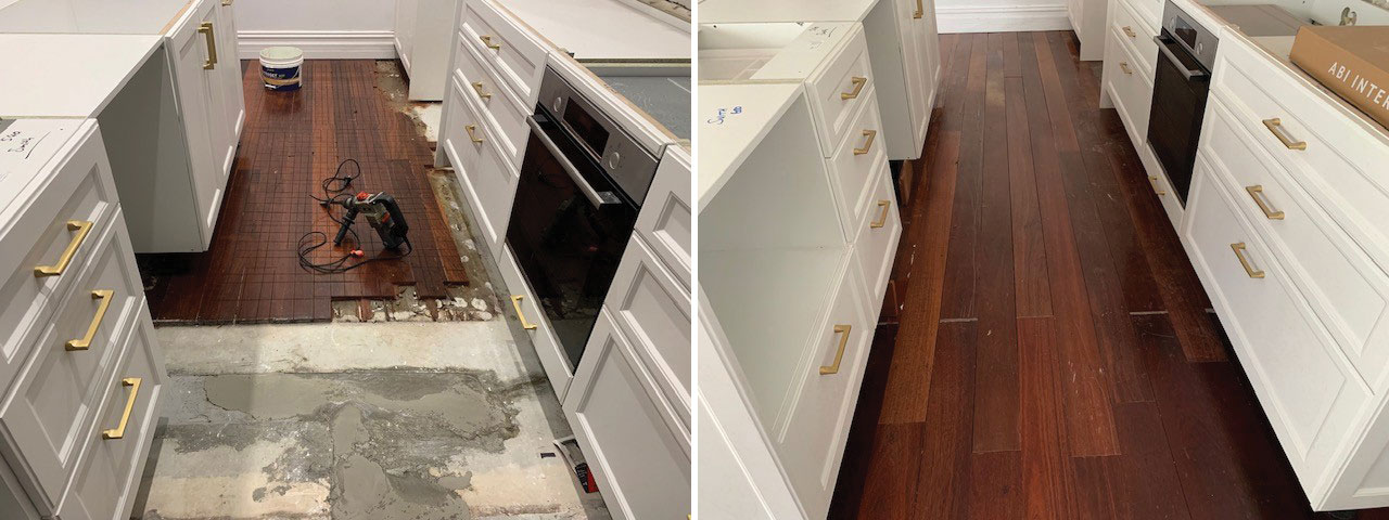 Recycled 130 x 19 Jarrah with existing polish